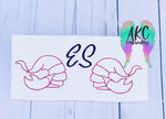 crawfish monogram embroidery design, crawfish embroidery design, lobster embroidery design, mardi gras embroidery design, monogram embroidery design, mardi gras monogram embroidery design, animal embroidery design