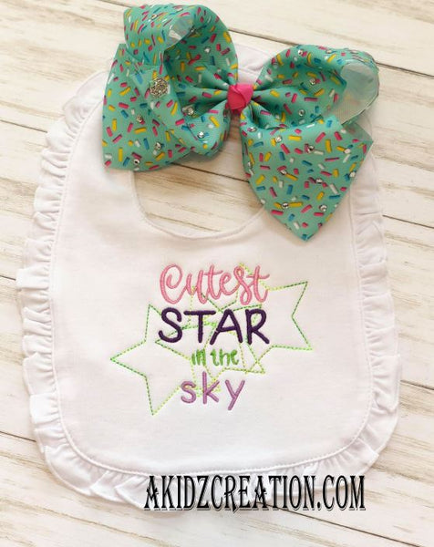 cutest star in the sky embroidery design, baby shower embroidery design, star embroidery design, quick stitch embroidery design, vintage stitch embroidery design