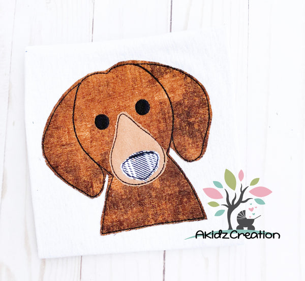 dachshund head embroidery design, dog embroidery design, weenie dog embroidery design, dachshund applique
