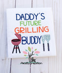 daddy future grilling buddy, grill embroidery design, grilling utensils embroidery design, fathers day embroidery design, summer embroidery design