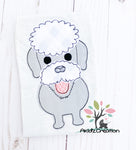 Dandie dinmont terrier applique, Dandie dinmont terrier embroidery design, dog embroidery design, puppy embroidery design, animal embroidery design, bean stitch applique