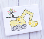 digger embroidery design, excavator embroidery design, applique, machine embroidery applique, vehicle embroidery design, transportation embroidery design, digger applique, excavator applique