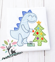 dinosaur embroidery design, christmas tree embroidery design, dino applique, dinosaur applique, christmas dinosaur embroidery design, christmas tree embroidery design, christmas present embroidery design, 