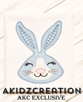 easter embroidery design, easter bunny embroidery design, bunny face embroidery design, zig zag applique, applique, zig zag applique bunny embroidery design