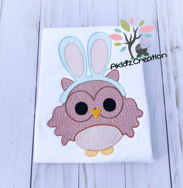sketch owl embroidery design, owl embroidery design, easter embroidery design, easter owl embroidery design, owl embroidery design, sketch owl embroidery design, owl in easter bunny  ears