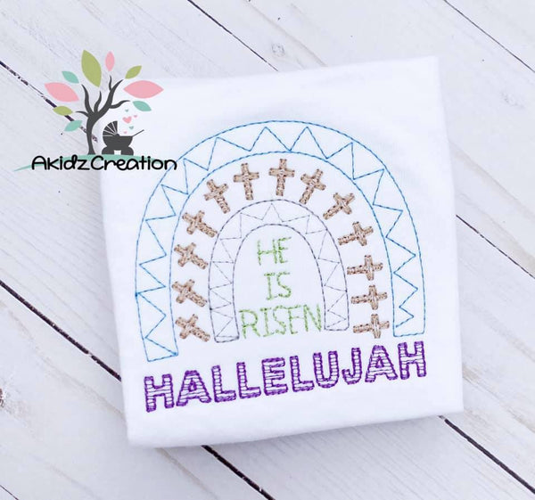 easter embroidery design, easter rainbow embroidery design, rainbow embroidery design, cross embroidery design, he is risen embroidery design