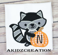 raccoon embroidery design, raccoon applique, applique, fall racoon embroidery design, raccoon embroidery, pumpkin applique, pumpkin embroidery