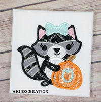 raccoon embroidery design, raccoon applique, applique, fall racoon embroidery design, raccoon embroidery, pumpkin applique, pumpkin embroidery