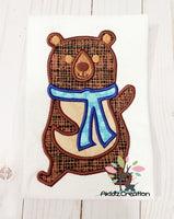 fall bear embroidery design, bear embroidery design, thanksgiving embroidery design, autumn embroidery design, winter bear embroidery design