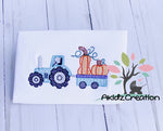 fall embroidery design, thanksgiving embroidery design, fall tractor embroidery design, tractor with pumpkins embroidery design, pumpkin embroidery design, pumpkin in wagon embroidery design, tractor embroidery design, vehicle embroidery design, transportation embroidery design, farm embroidery design, farm tractor embroidery design