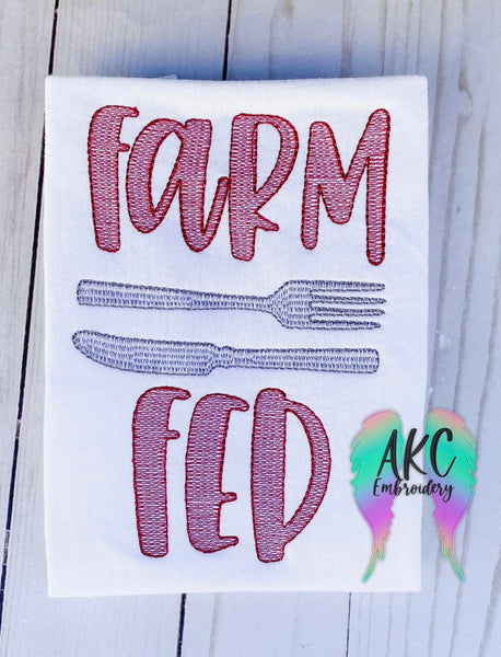 farm fed embroidery, farm embroidery design, utensils embroidery design, food embroidery design