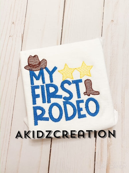 my first rodeo embroidery design, cowboy hat embroidery design, cowboy boot embroidery design, sketch embroidery, saying embroidery, rodeo embroidery design