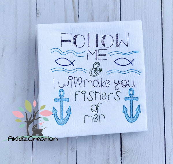 fishers of men embroidery design, anchor embroidery design, fish embroidery design, wall art embroidery design