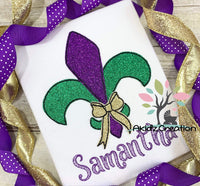 fleur de lis with bow embroidery design, fleur de lis embroidery design, mardi gras embroidery design, mardi gras applique, machine embroidery applique, machine embroidery fleur de lis applique, fleur de lis applique with bow embroidery design