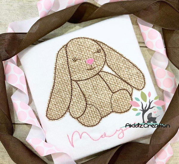 bunny embroidery design, floppy bunny embroidery design, bean stitch applique bunny, bean stitch applique design, machine embroidery rabbit emrboidery design, applique, rabbit applique