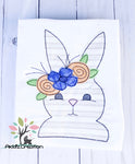 floral bunny embroidery design, bunny embroidery design, rabbit embroidery design, bean stitch applique, applique, easter embroidery design, bunny applique