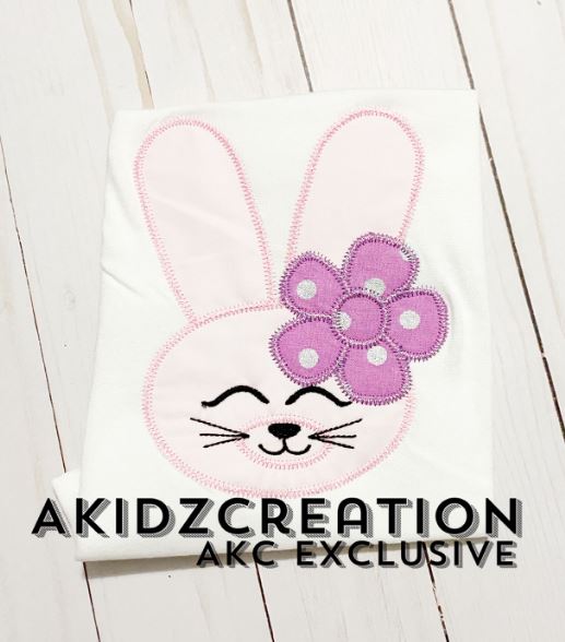 floral bunny embroidery design, flower on bunny face embroidery design, flower embroidery design, spring embroidery design, easter embroidery design, bunny embroidery design, rabbit embroidery design