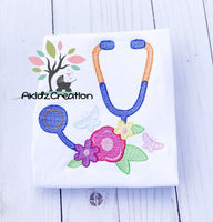 stethoscope embroidery design, nurse embroidery design, floral stethoscope embroidery design, flowers embroidery design , butterfly embroidery design