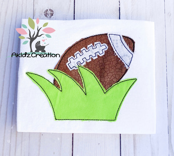 football embroidery design, sports embroidery design, ball embroidery design, ball in grass embroidery, football in grass embroidery design, bean stitch applique