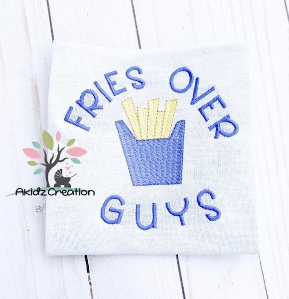 fries over guys embroidery design, French fries embroidery design, food embroidery design