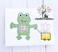 frog embroidery design, flower embroidery design, flower in a wagon embroidery design, frog applique, applique, machine embroidery applique, machine embroidery frog applique, frog embroidery design, spring embroidery design