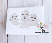 ghost embroidery design, ghost trio embroidery design, halloween embroidery design, trio embroideyr design
