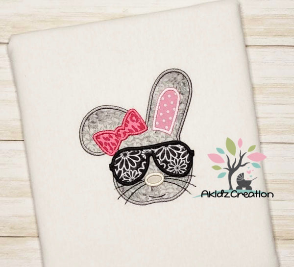 girl bunny embroidery design, bunny embroidery design, easter embroidery design, easter bunny design, bunny in glasses embroidery design, easter embroidery design