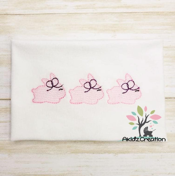 girl bunny trio embroidery design, sketch embroidery design, sketch bunny embroidery design, bunny embroidery design, rabbit embroidery design, sketch trio embroidery design, trio embroidery design, easter embroidery design