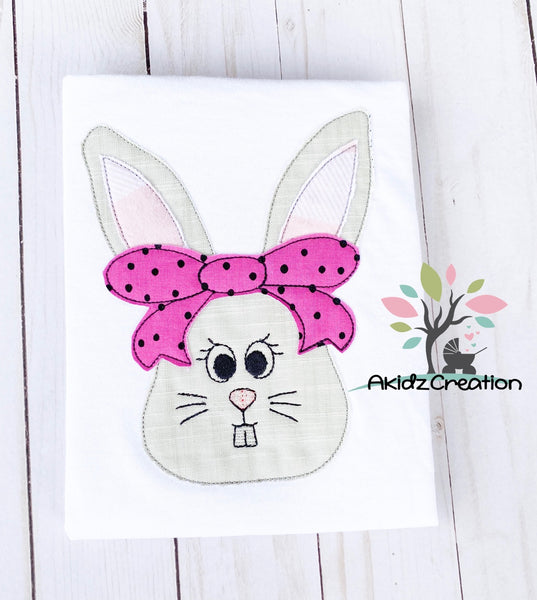 bunny embroidery design, rabbit embroidery design, bunny in bow embroidery design, easter embroidery design, spring embroidery design, applique, machine embroidery bunny applique, machine embroidery rabbit applique