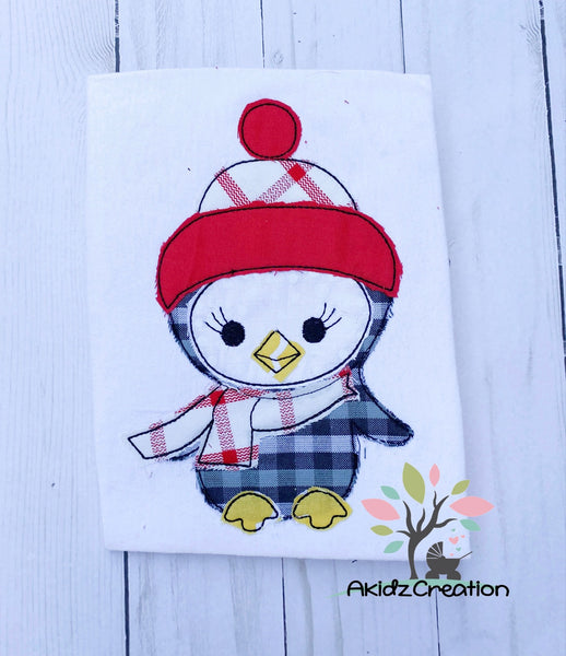 penguin embroidery design, christmas penguin embroidery design, bird embroidery design, christmas embroidery design, winter penguin embroidery design, penguin in scarf embroidery design, applique embroidery design