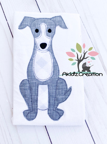 grey hound applique, machine embroidery applique, machine embroidery grey hound applique, grey hound embroidery design