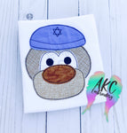 hanukkah embroidery design, hanukkah bear embroidery design, bear embroidery design, kippah embroidery design, bear head embroidery design