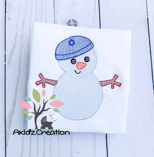 sketch snowman embroidery design, kippah embroidery design, sketch kippah  embroidery design, sketch jewish snowman embroidery, hanukkah embroidery design, 