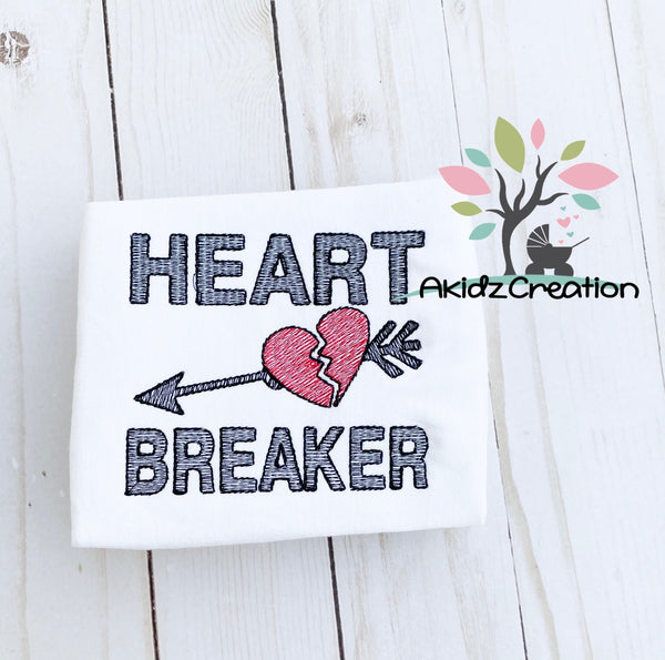 heart breaker embroidery design, valentines embroidery design, broken heart embroidery design, sketch broken heart embroidery design, saying embroidery design