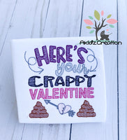 here's your crappy valentine embroidery design, valentine embroidery design, poop embroidery design, broken heart embroidery design, arrow embroidery design, heart embroidery design, love embroidery design, saying embroidery design, kitchen towel saying embroidery design