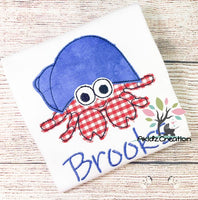 hermit crab applique embroidery design, hermit crab applique, hermit crab embroidery design, crab embroidery design, embroidery applique, machine embroidery applique