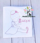 girl holding onto hope embroidery design, cancer embroidery design, cancer embroidery design, cancer embroidery ribbon embroidery design, quick stitch embroidery design