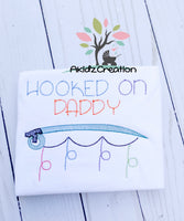 hooked on daddy embroidery design, fishing embroidery design, fishing pole embroidery design, fishing line embroidery design, sketch fishing pole embroidery design, sketch embroidery design, fishing embroidery design