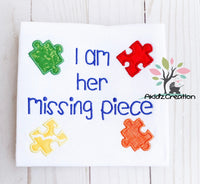 i am her missing piece embroidery design, puzzle piece embroidery design, autism awareness embroidery design, puzzle embroidery design, friendship embroidery design, mommy and me embroidery design
