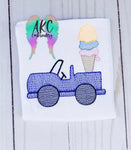 ice cream embroidery design, ice cream truck embroidery design, ice cream jeep embroidery design, sketch embroidery design