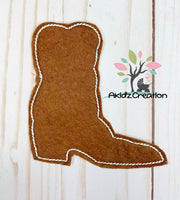 in the hoop cowboy boot feltie embroidery design, cowboy embroidery design, cowboy boot embroidery design, in the hoop embroidery design, ith feltie
