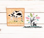 ith cow coaster embroidery design, in the hoop coaster embroidery design, in the hoop coaster design, machine embroidery cow coaster, machine embroidery coaster design, farm coaster embroidery design