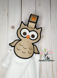 ith owl towel topper embroidery design, owl towel topper, ith owl topper, bird embroidery design, owl embroidery design, in the hoop embroidery design, machine embroidery owl design
