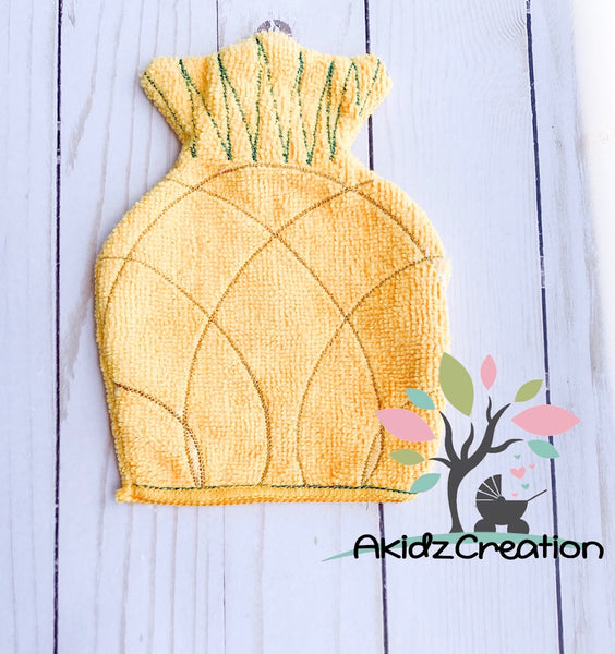 in the hoop embroidery design, in the hoop washie embroidery design, pineapple embroidery design, in the hoop pineapple design