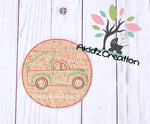 coaster embroidery design, christmas truck, coaster embroidery design, in the hoop coaster embroidery design, christmas coaster embroidery design
