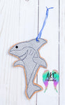 shark ornament embroidery design, shark bookmark embroidery design, shark embroidery design, ith shark