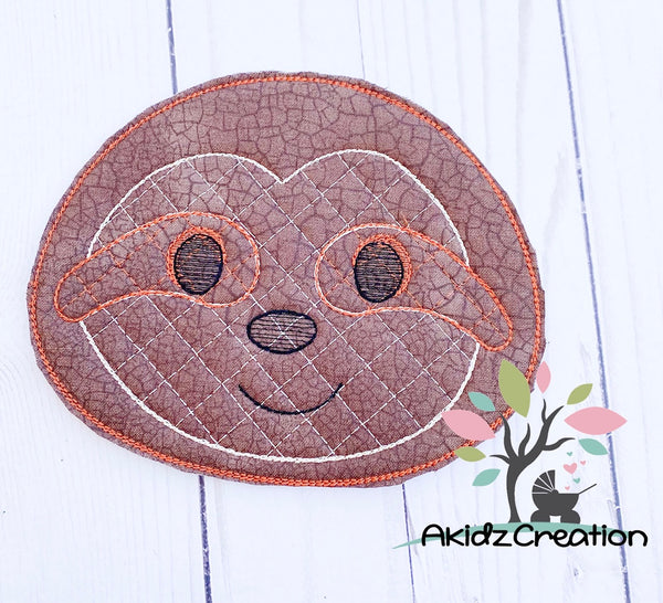 in the hoop embroidery design, in the hoop sloth pot holder embroidery design, in the hoop sloth embroidery design, sloth embroidery design, sloth pot holder embroidery design