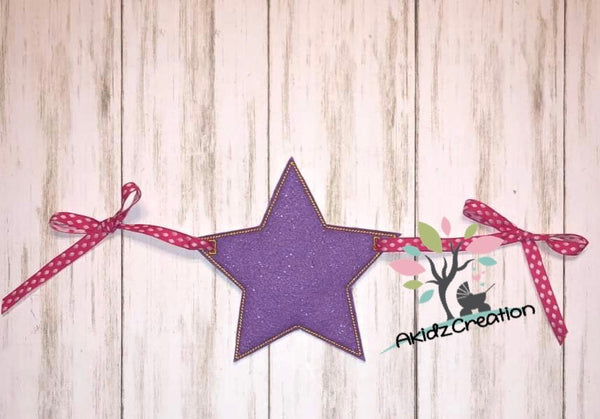 ith  star banner embroidery design, star embroidery design, in the hoop embroidery design, in the hoop star design, in the hoop banner embroidery design, in the hoop garland