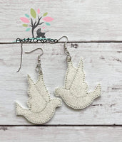 ith turtle dove earrings embroidery design, in the hoop earrings design, turtle dove embroidery design,  christmas embroidery design