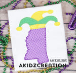 jester hat applique, applique , mardi gras embroidery design , mardi gras applique, mississippi applique, mardi gras mississippi embroidery design,